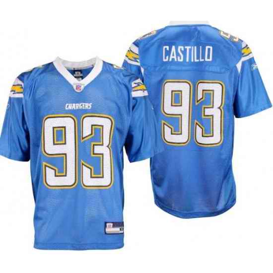 Mens San Diego Chargers Luis Castillo #93 NFL Light Blue Reebok Jersey